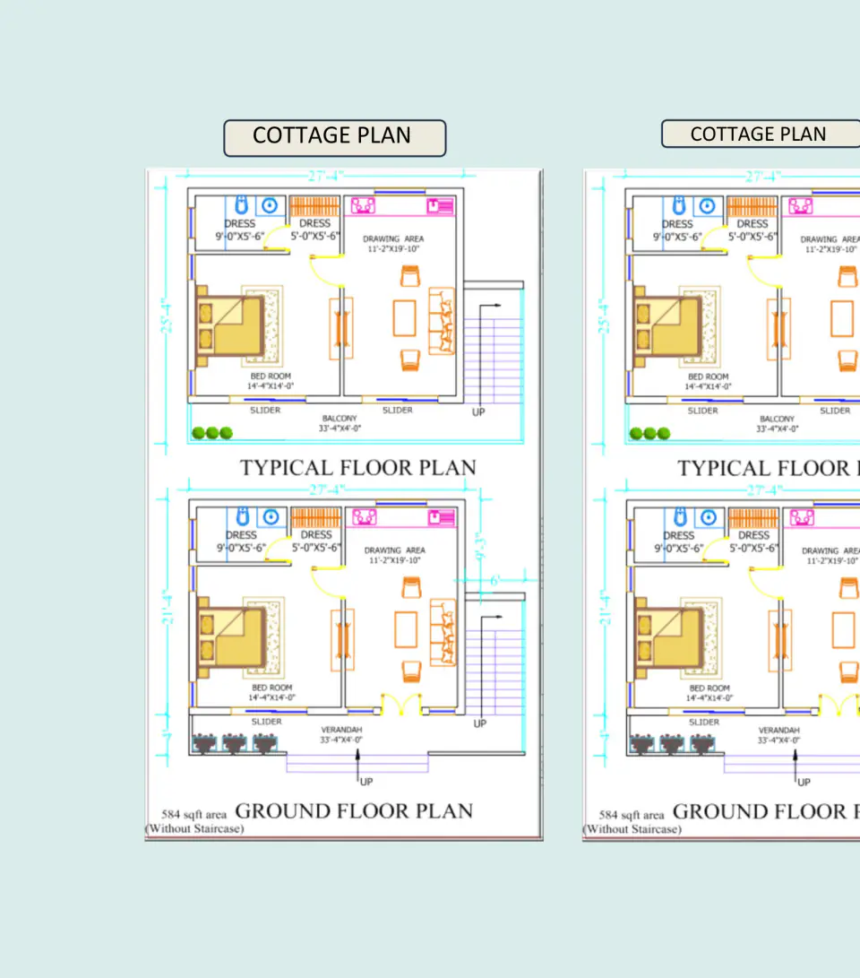 Cottage typical and ground floor plans